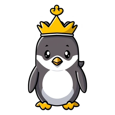 penguin with a crown sticker