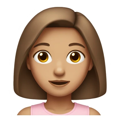 A girl with hazel eyes long brown hair highlights wearing a light pink top sticker