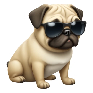 Pug dog wearing sunglasses  sticker