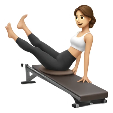Lady with brown hair doing Pilates on a reformer  sticker