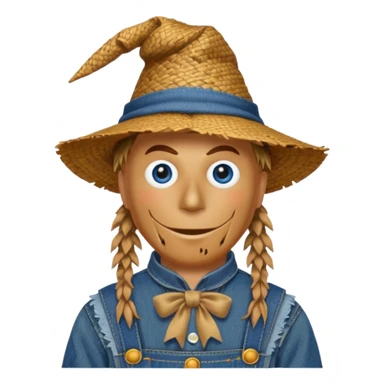 Scarecrow from the Wizard of Oz with dark blue eyes and outfit sticker