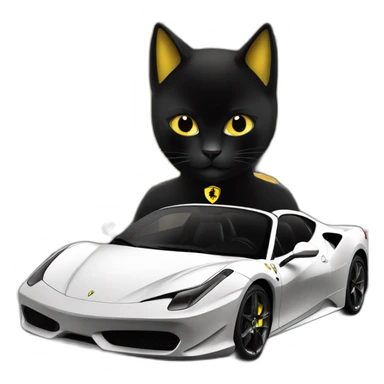 Chat noir dans une Ferrari sticker