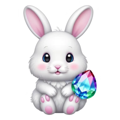 White Bunny with colours cristal sticker