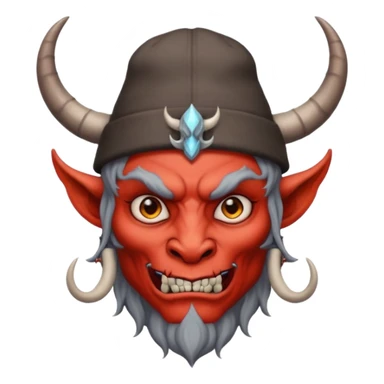 demon with tattoos, hat and horns sticker