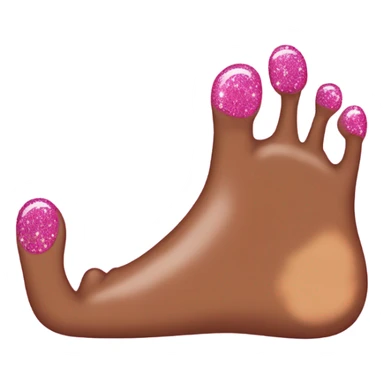 Brown foot with glitter pink nail polish sticker