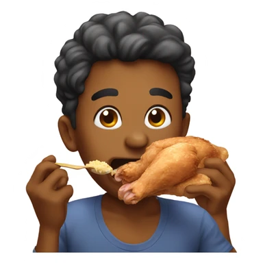 person eating chicken sticker