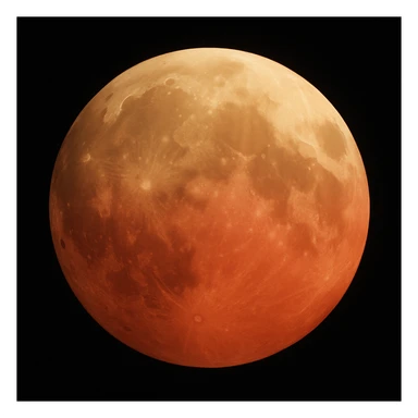 blood moon with smoother craters, two-tone fill: beige and dark red, smooth gradient transition between colors, realistic moon style sticker