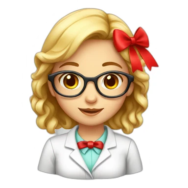 young chemist girl red bow sticker
