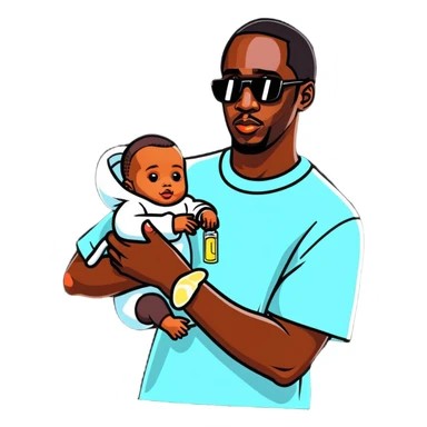 P Diddy holding baby oil sticker