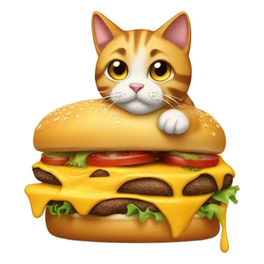Cat eating cheeseburger sticker
