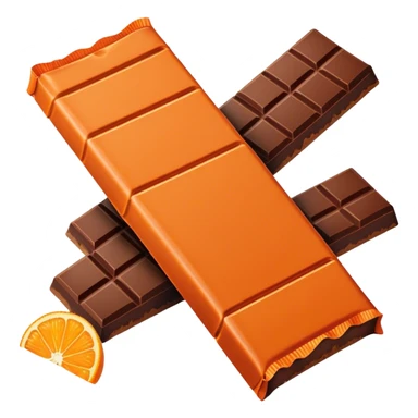 Chocolate bar with orange evalope, front view sticker