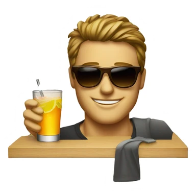 A picture frame with a drink wearing sunglasses  sticker