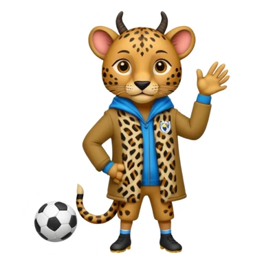 Une biche avec un manteau léopard entrain de jouer au foot sticker