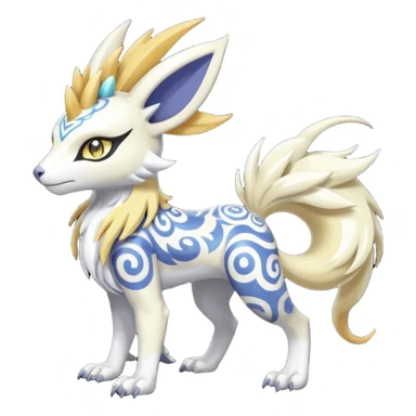 Tropical Tiny Marked Patterned Tribal Shiny Albino Oriental Asian Patterned Tropical Exotic Toxic  WereGarurumon-Meloetta-Renamon-Absol-fusion-hybrid-creature (full body) sticker