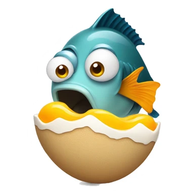 A fish eating a boiled egg in a desert  sticker