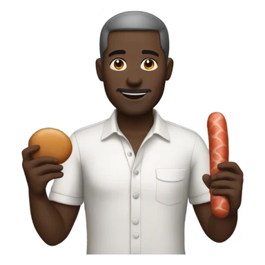 Dark skinned Man holding sausage sticker