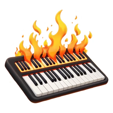 music keyboard on fire sticker