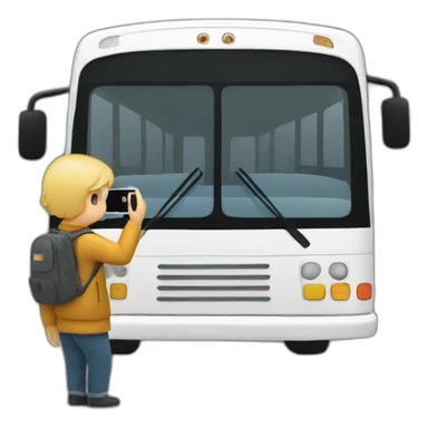 Person taking a photo of a bus sticker