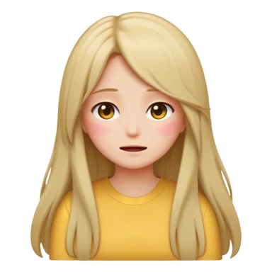 anime style emoji of a girl with long hair, back turned, blushing, covering face sticker