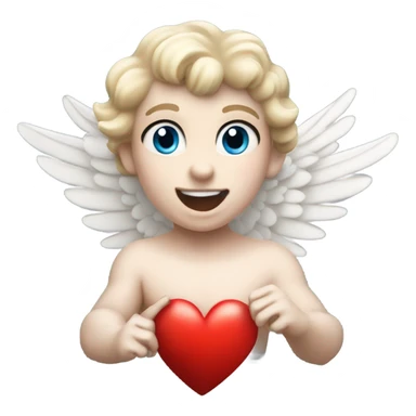 Realistic Photo of flying pale cupid with blue eyes and red heart arrow  sticker