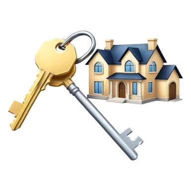 Keys with luxury house behind sticker