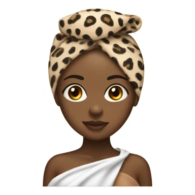 black girl with towel wrapped on head with cheetah print bra on sticker