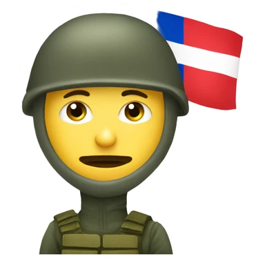 russian soldier with angry face and balaclava standing next to russian flag waving sticker