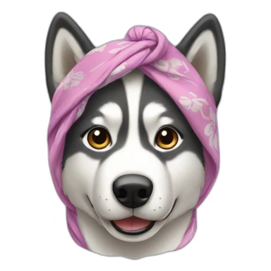 a husky with a foulard on his head covering his ears sticker