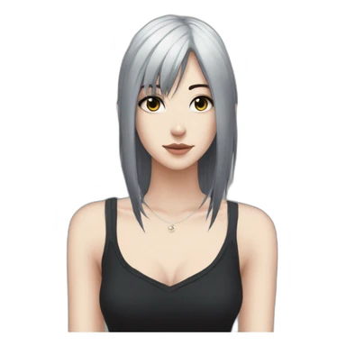 Anime+Cassandra+Goth-Woman-dark-hair-black-tshirt+perfectly-centered sticker