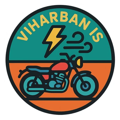 circular motorcycle cap design with the Hungarian phrase 'Viharban is', featuring motorcycle motifs like lightning, motor, wind, brave style sticker