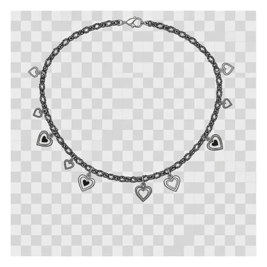 goth heart chain, cute, expressive, minimal, transparent background sticker