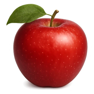 realistic red apple with a leaf, no background sticker