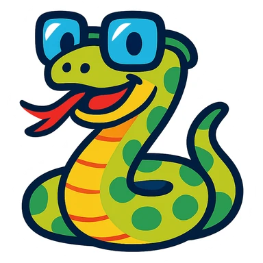 nerd snake with glasses, fun and expressive style, colorful cartoon illustration sticker