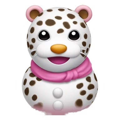 Pink snowman with a leopard nose sticker