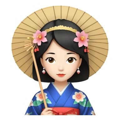 Japanese Princess  with paper umbrella sticker