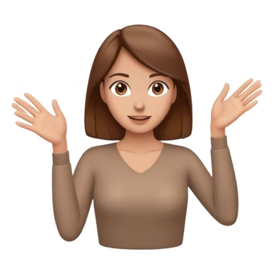 Cartoon woman with brown hair swiping up on an imaginary screen facing the camera sticker