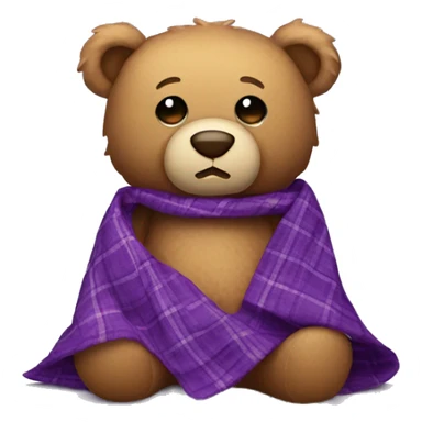 teddy bear with purple plaid blanket sticker
