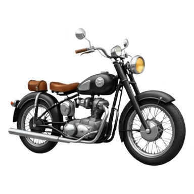 Illustrate a vintage motorcycle with round headlamp & rustic metal parts sticker