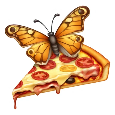 Butterfly eating pizza sticker