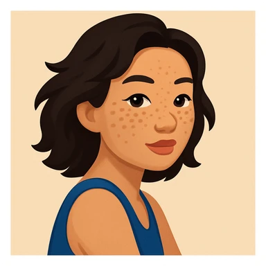 turn the second man in emoji style of the 1st image, match the facial features and match dressing style of the 2nd image, she is wearing blue tank top lose, side pose sticker