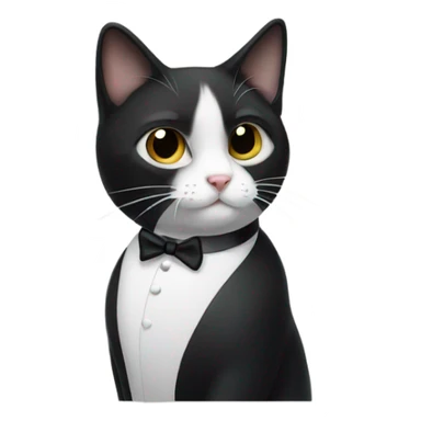 Tuxedo cat with black face sticker