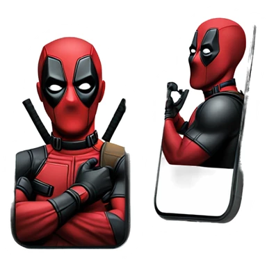  Deadpool looking down while using phone sticker