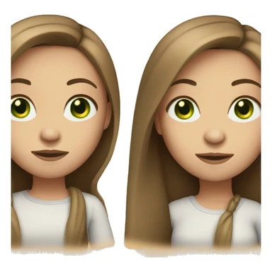 Women with brown straight long hair with a middle part that has green eyes and fair skin sticker