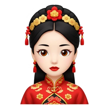 emoticon coqueto con disfraz chino sticker