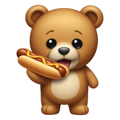 Teddy bear eating a hotdog sticker