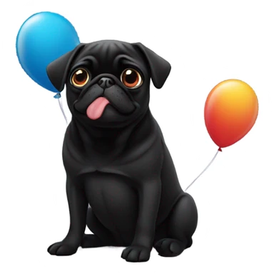Black pug  and a ballon that says  “I’m sorry” sticker