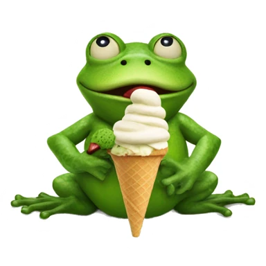 Giant frog eating icecream sticker