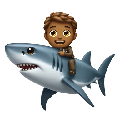 shark riding with brown hair sticker