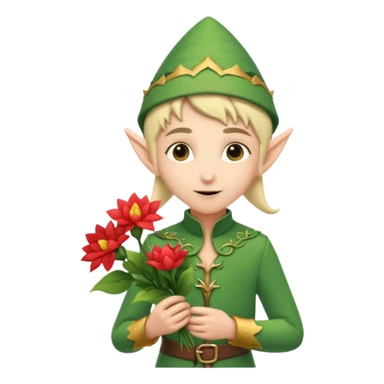 elf woth flower boque sticker