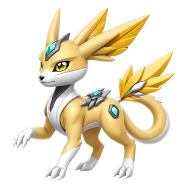 Meloetta-Renamon-Wargreymon-Protogen-Pokémon-Digimon-Fakémon-fusion-hybrid-creature sticker